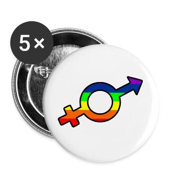 Gender-Transgender-Logo mit Regenbogen - Buttons groß 56 mm (5er Pack) - Weiß - Vorne