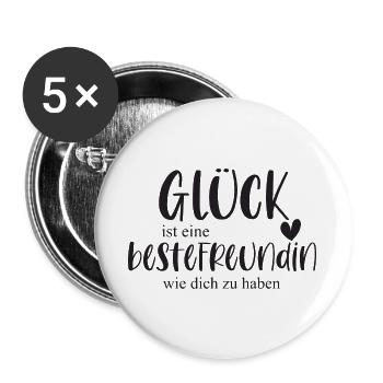 beste Freundin Freundschaft Geschenk Glück - Buttons groß 56 mm (5er Pack) - Weiß - Vorne
