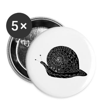 Escargot - Lot de 5 grands badges (56 mm) - blanc - Devant