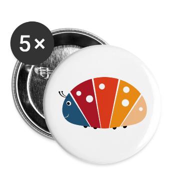 Raupe Immersatt - Buttons groß 56 mm (5er Pack) - Weiß - Vorne