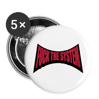Punk fuck the system - Buttons large 2.2''/56 mm (5-pack) - white - Front
