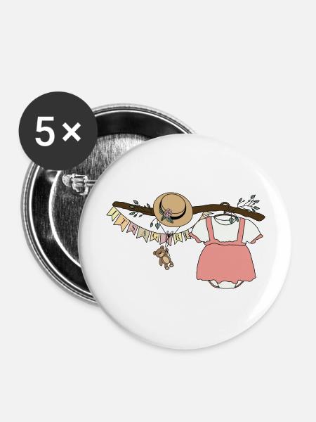 Baby girl - Buttons groß 56 mm (5er Pack) - Weiß