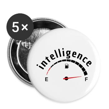 Intelligence(Lustige Sprüche) - Buttons groß 56 mm (5er Pack) - Weiß - Vorne