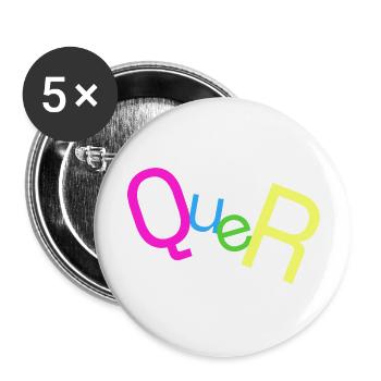 QUER - Buttons groß 56 mm (5er Pack) - Weiß - Vorne