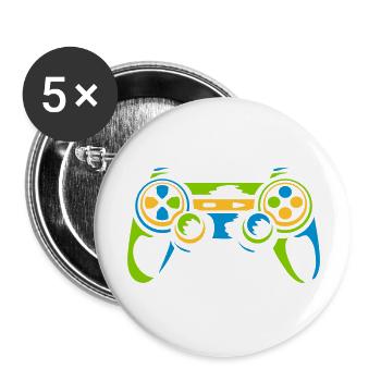 Bunter Controller Retro Konsole - Buttons groß 56 mm (5er Pack) - Weiß - Vorne