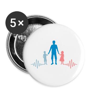 Puls 2 Kinder Papa - Buttons groß 56 mm (5er Pack) - Weiß - Vorne