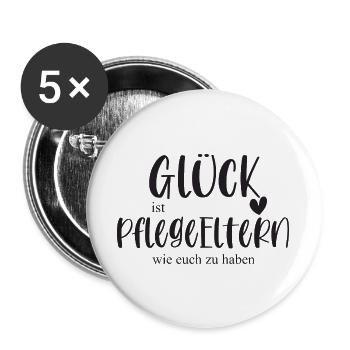 Pflegeeltern Eltern Familie Geschenk Pflegefamilie - Buttons groß 56 mm (5er Pack) - Weiß - Vorne