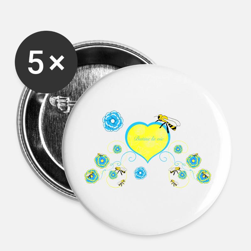 Bee - Buttons large 2.2''/56 mm (5-pack) - white
