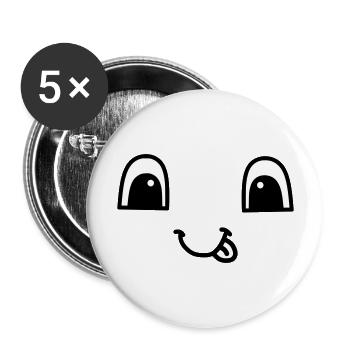 Cute face smiling - Buttons large 2.2''/56 mm (5-pack) - white - Front