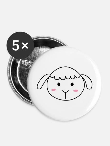 Cute sheep - Buttons groß 56 mm (5er Pack) - Weiß