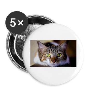 le chat au doux regard - Lot de 5 grands badges (56 mm) - blanc - Devant