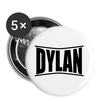 Dylan T-Shirt Geschenkidee - Buttons groß 56 mm (5er Pack) - Weiß - Vorne