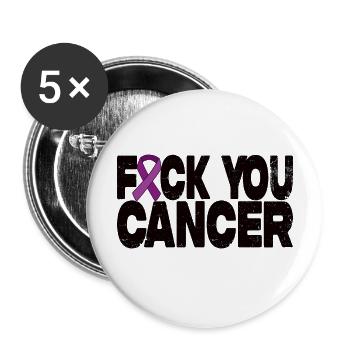 Fuck You Cancer - Lila Schleife - Buttons groß 56 mm (5er Pack) - Weiß - Vorne