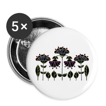 Fleur - Lot de 5 grands badges (56 mm) - blanc - Devant