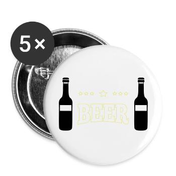 Bier - Buttons groß 56 mm (5er Pack) - Weiß - Vorne