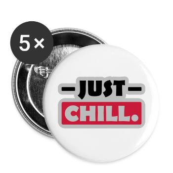 Just Chill Text Logo - Buttons groß 56 mm (5er Pack) - Weiß - Vorne