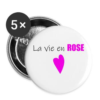 la vie en rose - Lot de 5 grands badges (56 mm) - blanc - Devant
