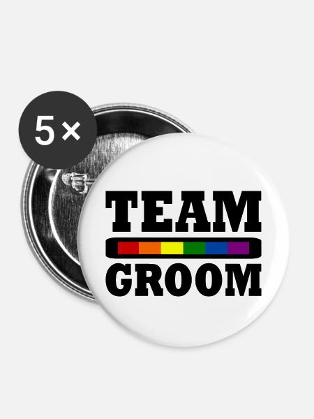 Team groom - Buttons groß 56 mm (5er Pack) - Weiß