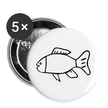 Poisson - Lot de 5 grands badges (56 mm) - blanc - Devant