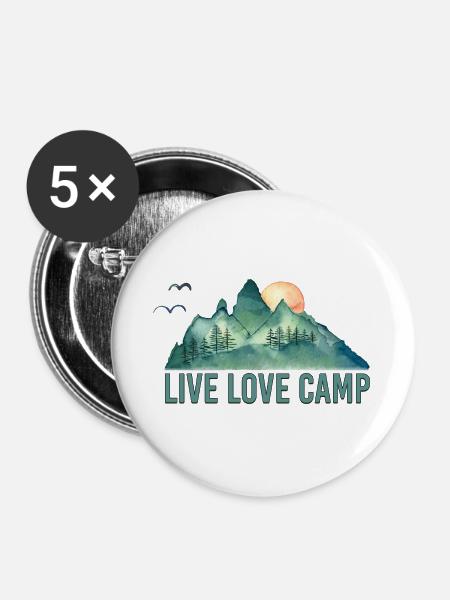 Live Liebescamp - Buttons groß 56 mm (5er Pack) - Weiß