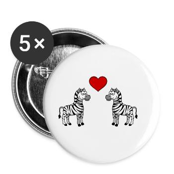 Zebra Comic Couple Love - Buttons large 2.2''/56 mm (5-pack) - white - Front