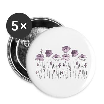 Fleur - Lot de 5 grands badges (56 mm) - blanc - Devant
