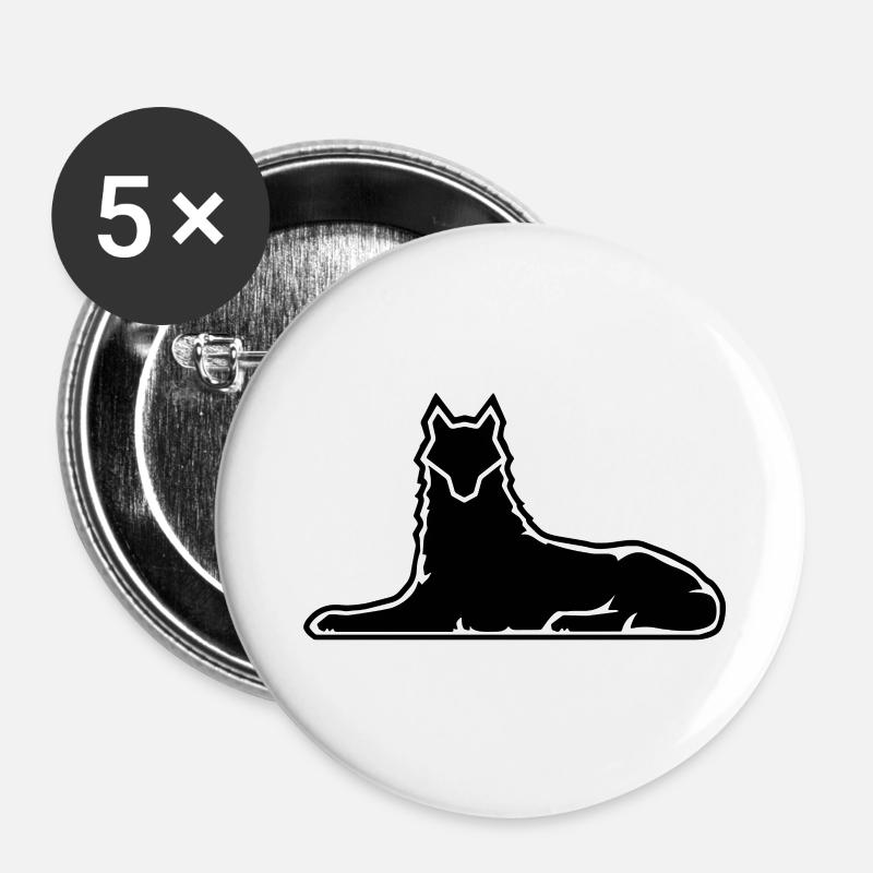 Lone Wolf - Buttons large 2.2''/56 mm (5-pack) - white