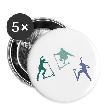 scooter roller e-scooter stuntscooter skatepark - Lot de 5 grands badges (56 mm) - blanc - Devant