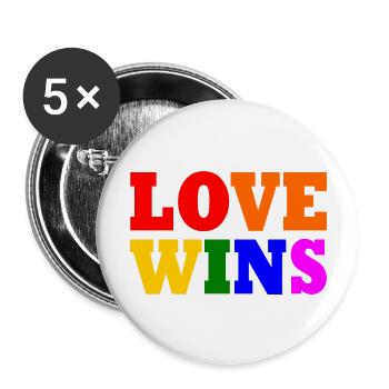 Love wins - Buttons large 2.2''/56 mm (5-pack) - white - Front