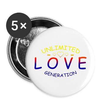 love Unlimited rainbow - Buttons large 2.2''/56 mm (5-pack) - white - Front