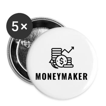 MONEYMAKER - Buttons groß 56 mm (5er Pack) - Weiß - Vorne