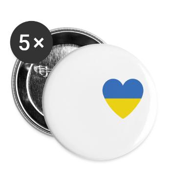 Ukraine Lover Heartbeat - Lot de 5 grands badges (56 mm) - blanc - Devant