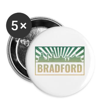 Bradford Skyline Silhouette - Buttons groß 56 mm (5er Pack) - Weiß - Vorne
