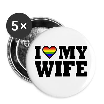 I love my wife - Buttons groß 56 mm (5er Pack) - Weiß - Vorne