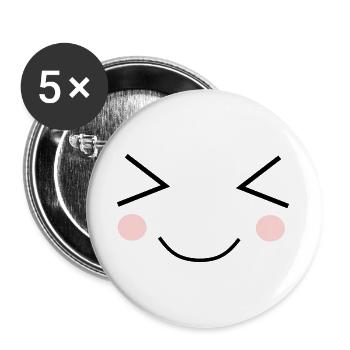 Kawaii Gesicht lustig - Buttons groß 56 mm (5er Pack) - Weiß - Vorne