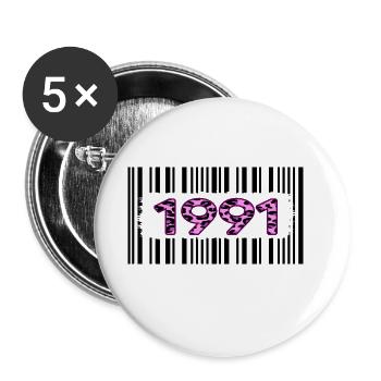 1991 birthday barcode pink leopard retro party - Buttons large 2.2''/56 mm (5-pack) - white - Front