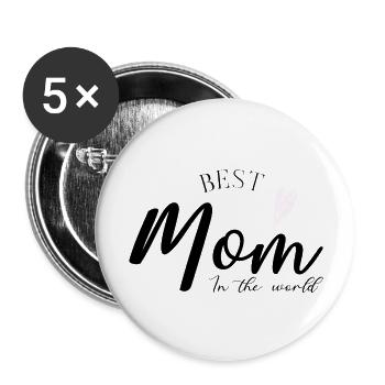 Best mom in the world meilleure maman du monde - Lot de 5 grands badges (56 mm) - blanc - Devant