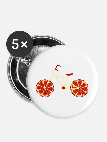 Fahrrad rot Granatapfel Radfahrer Fahrrad fahren - Buttons groß 56 mm (5er Pack) - Weiß