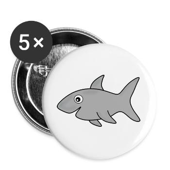 Haifisch Haie Fisch angeln - Buttons groß 56 mm (5er Pack) - Weiß - Vorne