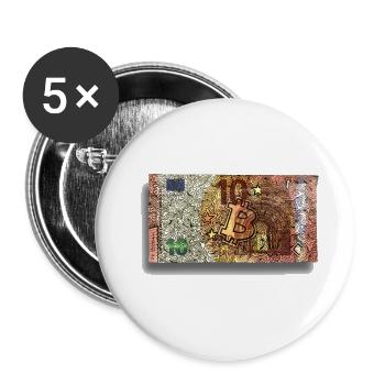 10 Bitcoins - Lot de 5 grands badges (56 mm) - blanc - Devant