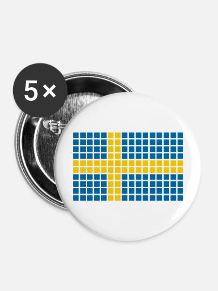 Schweden Mosaik - Buttons groß 56 mm (5er Pack) - Weiß