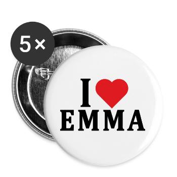 t-shirt I love Emma t-shirt gift idea - Buttons large 2.2''/56 mm (5-pack) - white - Front