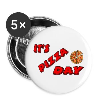 Pizza - Lot de 5 grands badges (56 mm) - blanc - Devant
