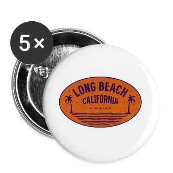 Vintage Long Beach California - Buttons large 2.2''/56 mm (5-pack) - white - Front