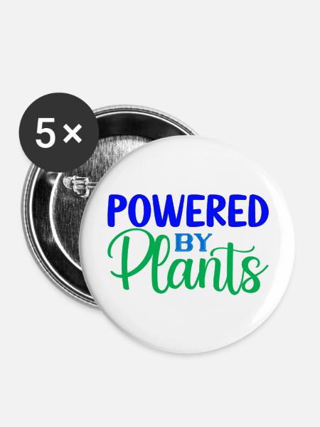 Powered by Plants - Buttons groß 56 mm (5er Pack) - Weiß