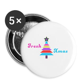 Fresh Noël - Design de Noël des années 80 - Lot de 5 grands badges (56 mm) - blanc - Devant