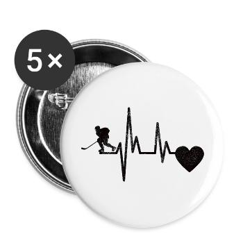 Sports d’hiver Hockey sur glace Cadeau Équipe de hockey sur glace - Lot de 5 grands badges (56 mm) - blanc - Devant