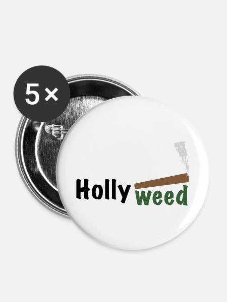 HollyWeed dark - Buttons groß 56 mm (5er Pack) - Weiß