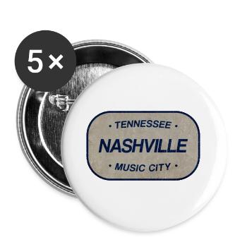 Tennessee Nashville Musik City Schild - Buttons groß 56 mm (5er Pack) - Weiß - Vorne
