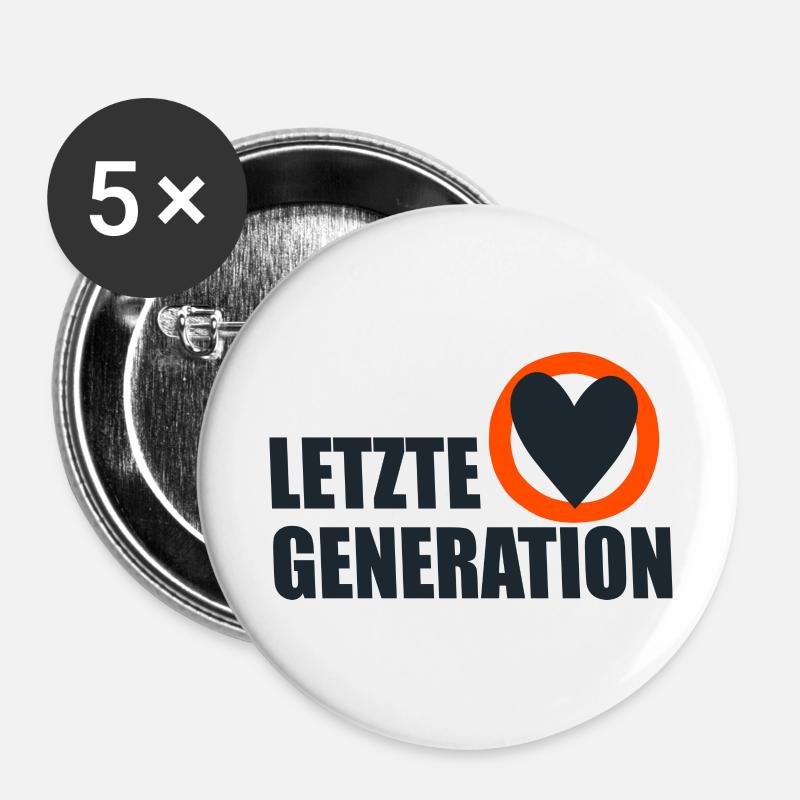 Letzte Generation - Design 4 - Buttons groß 56 mm (5er Pack) - Weiß